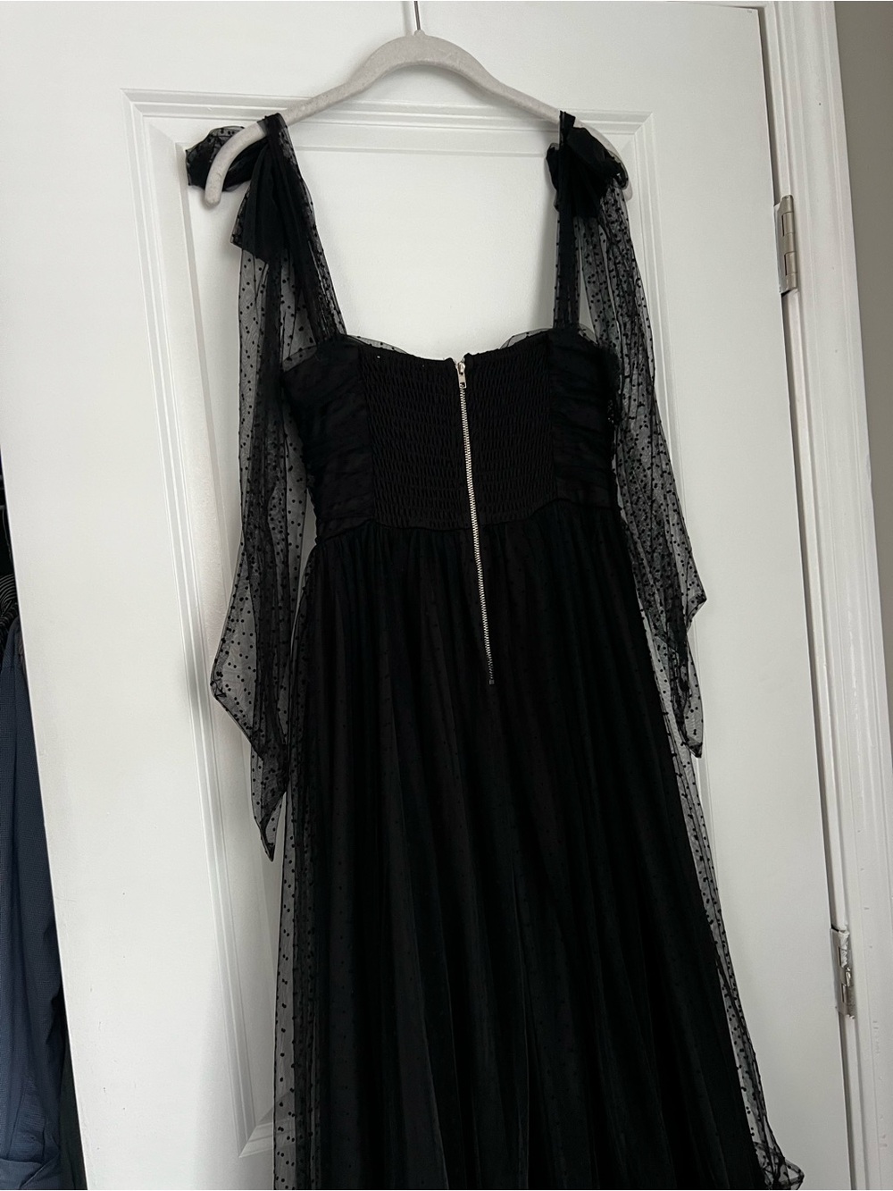 Small Petal & Pup Floret Midi Dress in Black Polka Dot - Picture 7 of 9